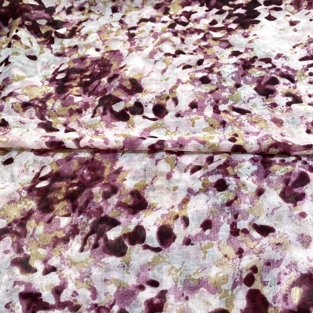 Van Heusen Woven Scarf Pink & Tan Abstract Floral Wrap Beachy Boho Romantic Pink